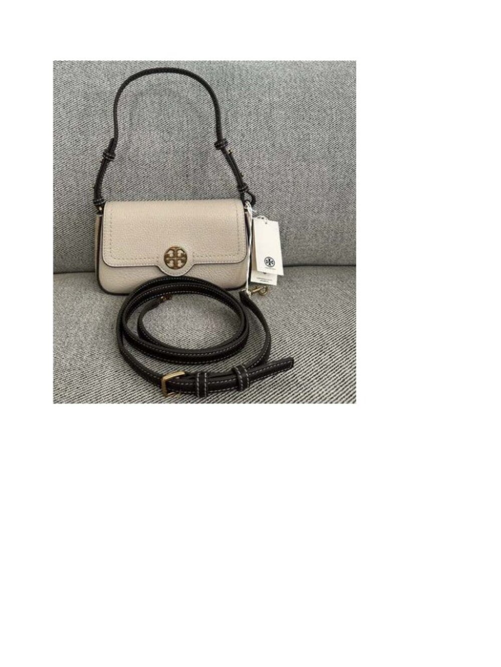 NWT ,TORY BURCH Felix Color Block Flap Cream Mini shoulder Bag